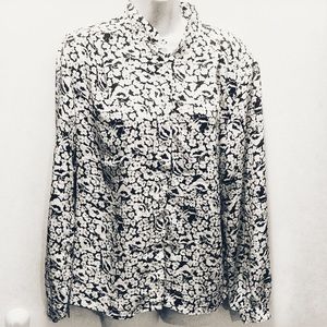 Judy bond vintage floral black & white blouse M
